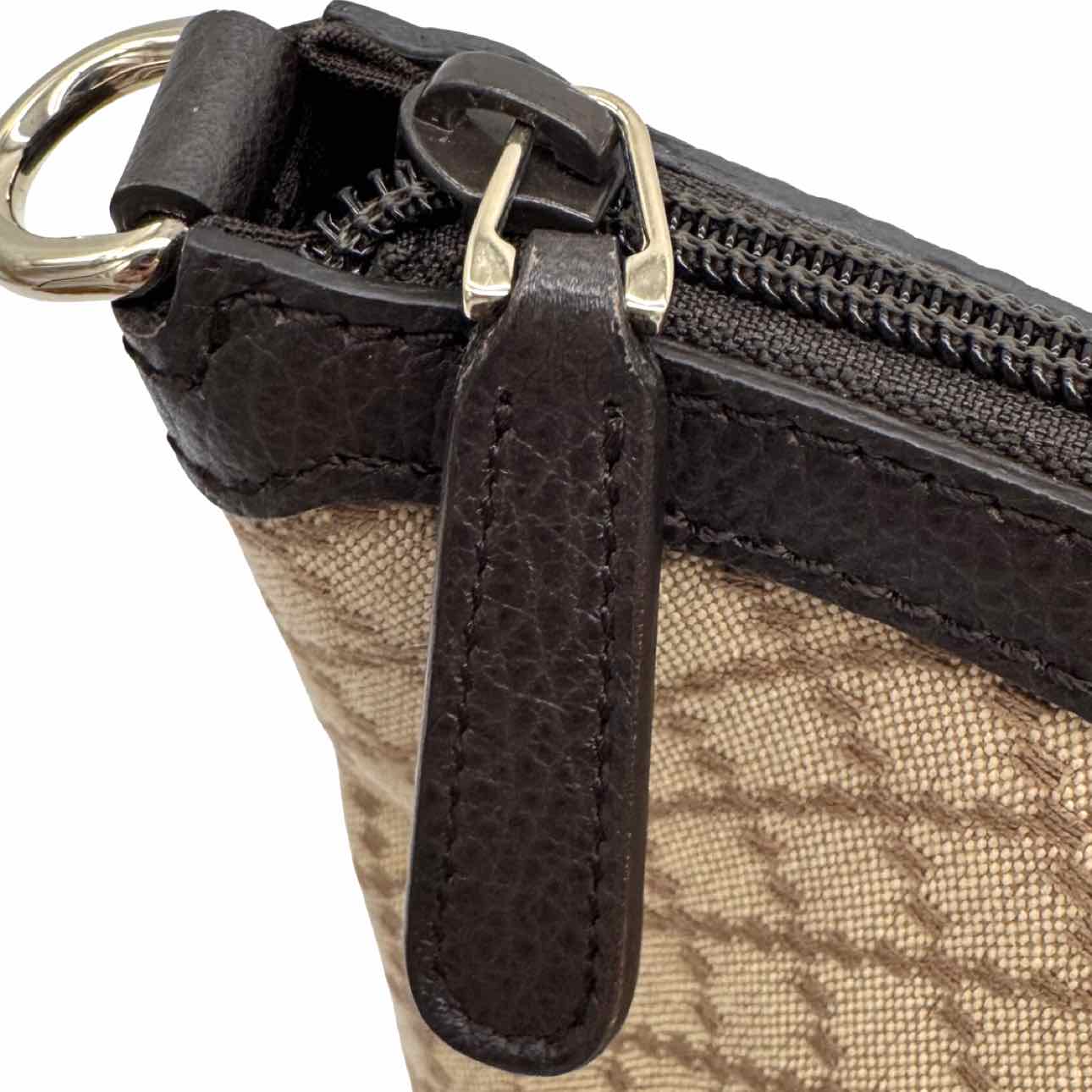GUCCI Canvas Diamante Bamboo Tote Brown