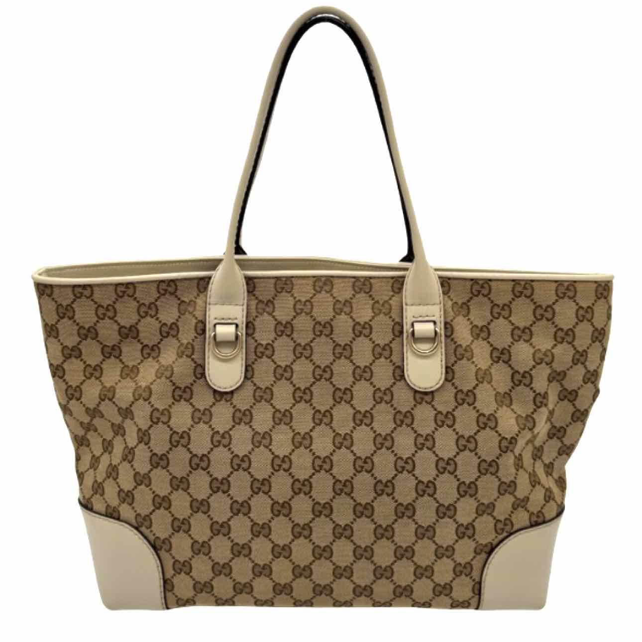 GUCCI Canvas Heart Bit Tote Beige