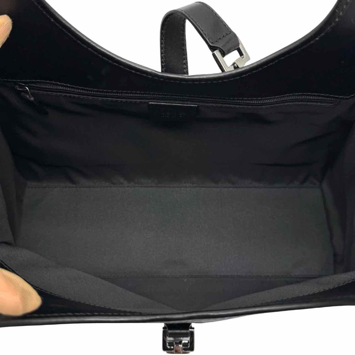 GUCCI Canvas Jackie Bardot Shoulder Bag Black