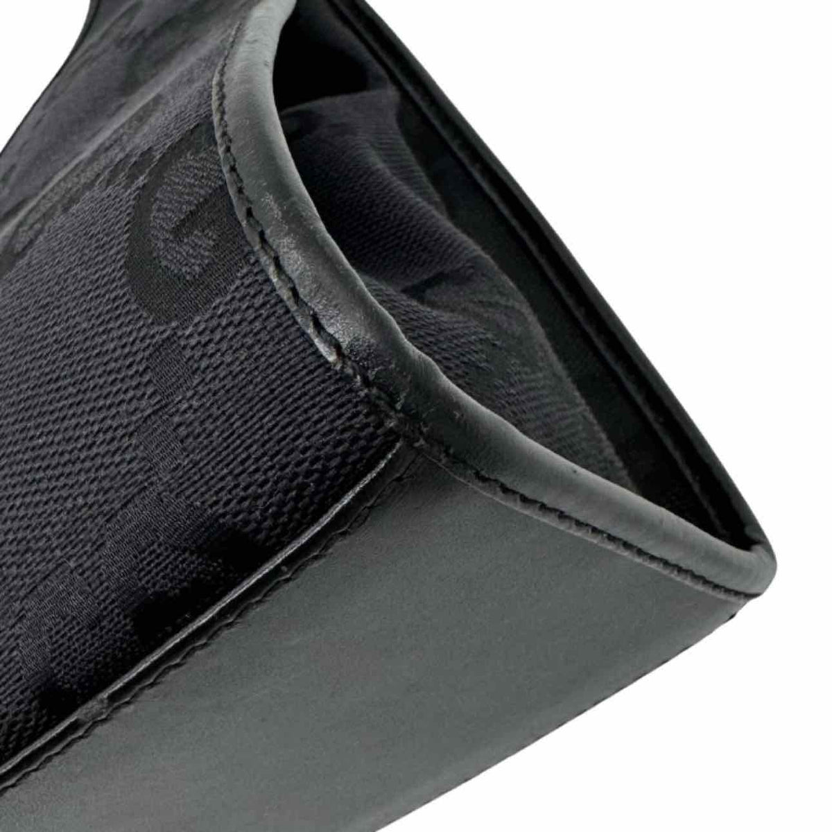 GUCCI Canvas Jackie Bardot Shoulder Bag Black