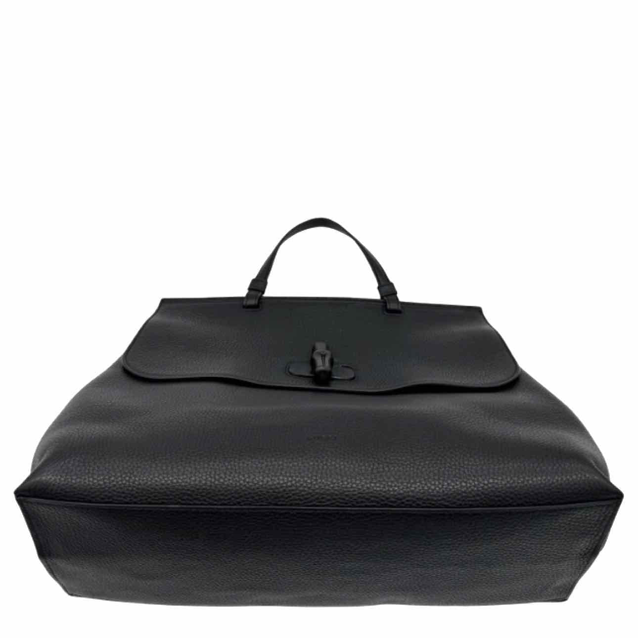 GUCCI Cellarius Calfskin Large Bamboo Daily Top Handle Bag Black