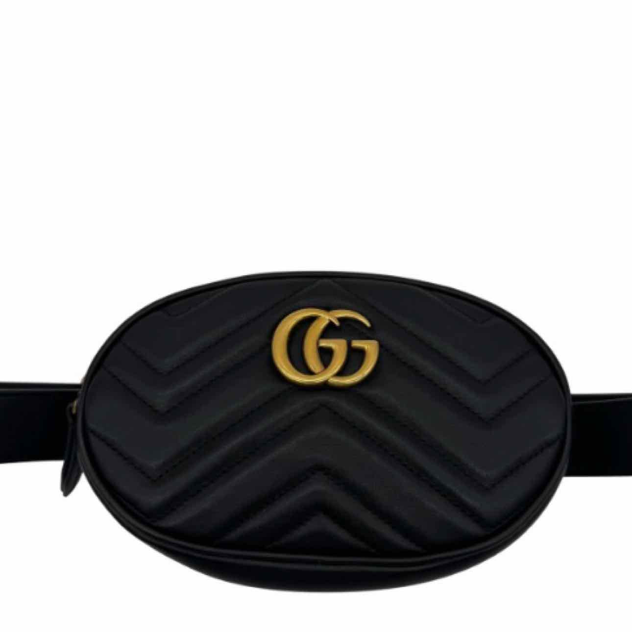 GUCCI GG Marmont Matelasse Leather Belt Bag 38 Black