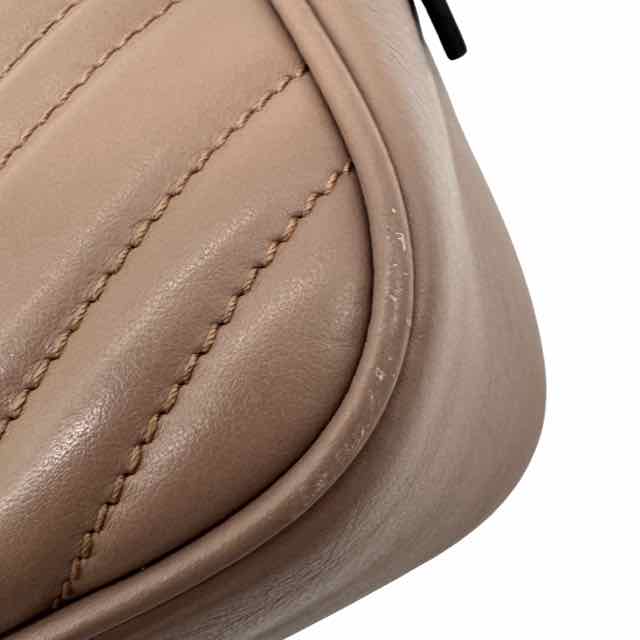 GUCCI GG Matelasse Chevron Leather Small Marmont Camera Bag Beige