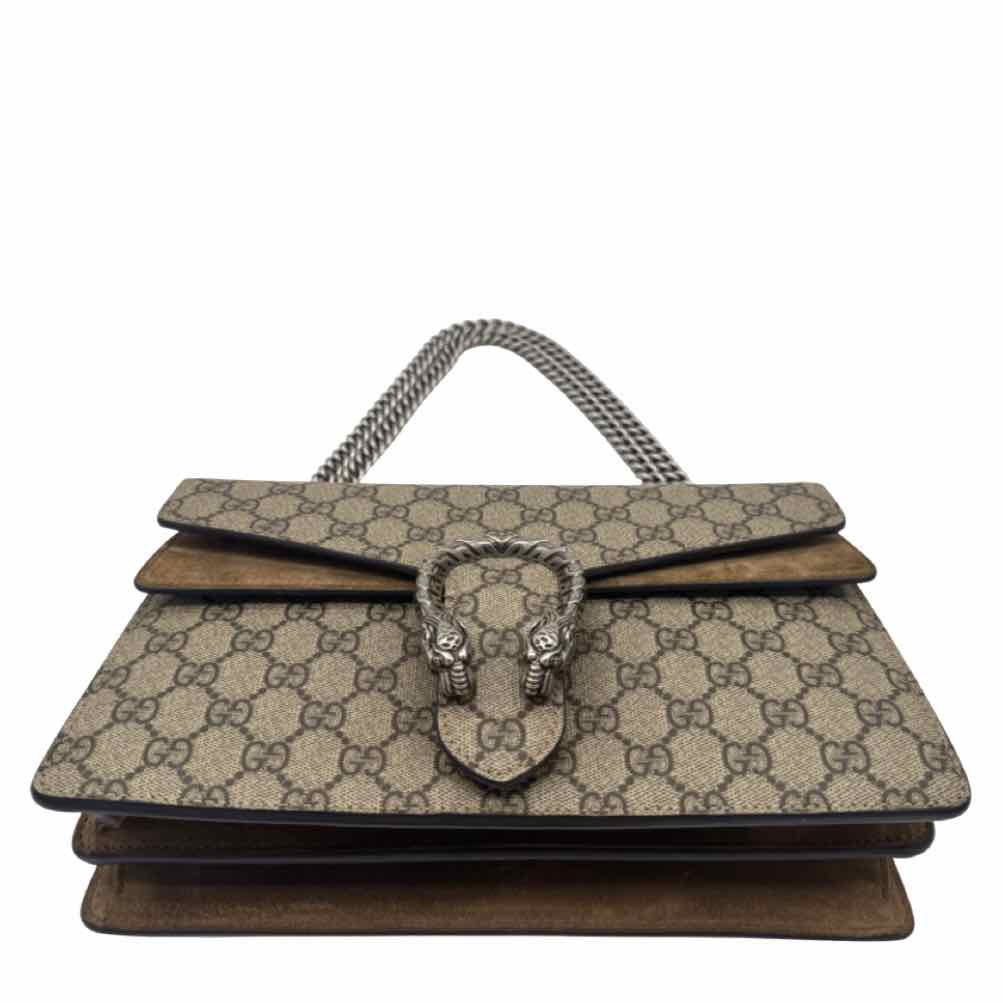 GUCCI GG Supreme Medium Dionysus Shoulder Bag Beige