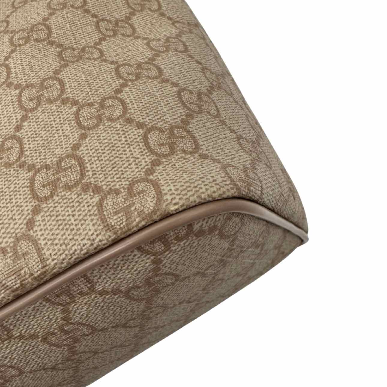 GUCCI GG Supreme Monogram Canvas Tote Bag Beige