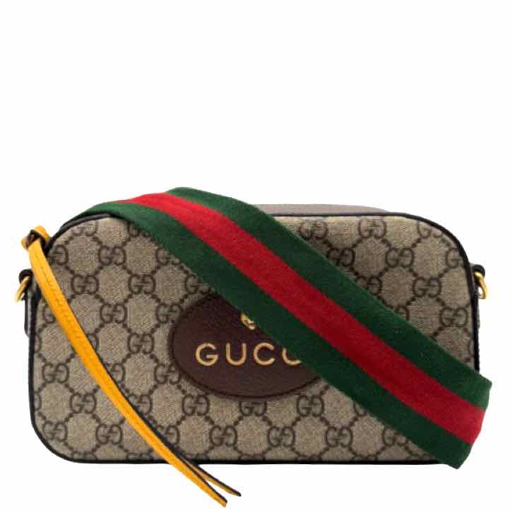 GUCCI GG Supreme Monogram Web Neo Vintage Messenger Bag Brown