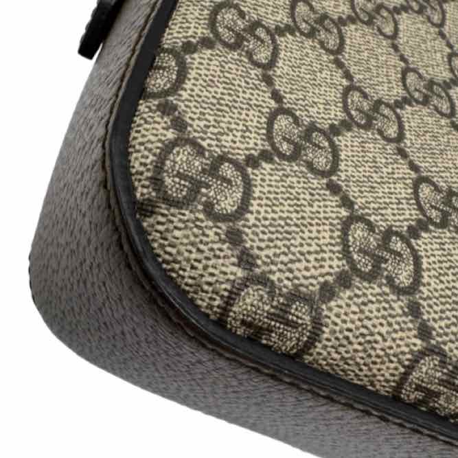 GUCCI GG Supreme Monogram Web Neo Vintage Messenger Bag Brown