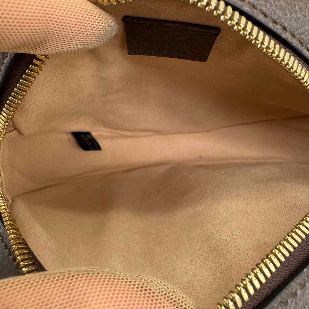 GUCCI GG Supreme Monogram Web Ophidia Round Crossbody Brown