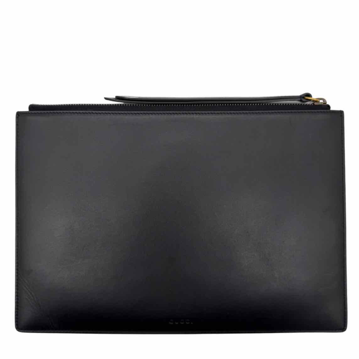 GUCCI Leather Ghost Clutch Black