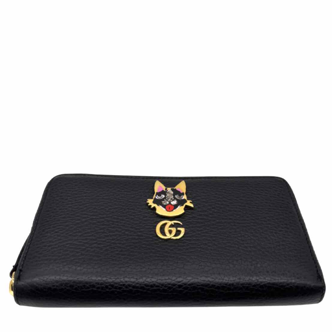GUCCI Limited Edition Calf Leather GG Marmont Bosco Zip-Around Wallet Black