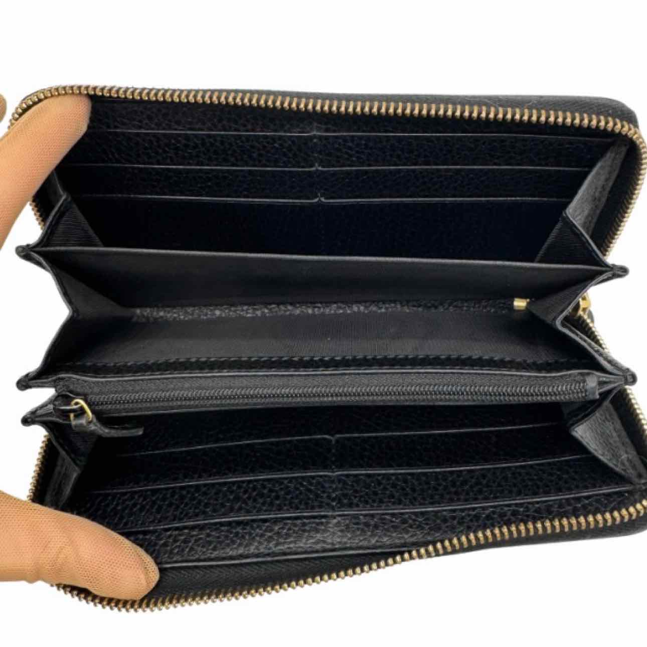 GUCCI Limited Edition Calf Leather GG Marmont Bosco Zip-Around Wallet Black