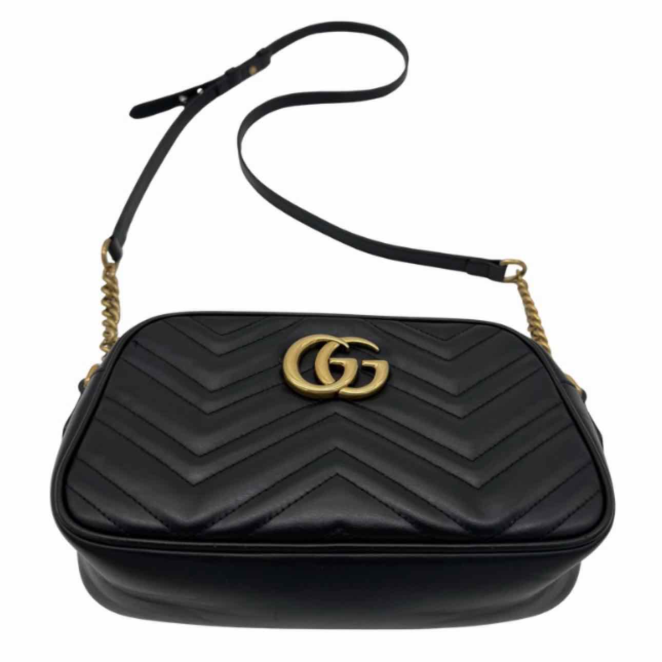 GUCCI Matelasse Chevron Marmont Small Crossbody Black
