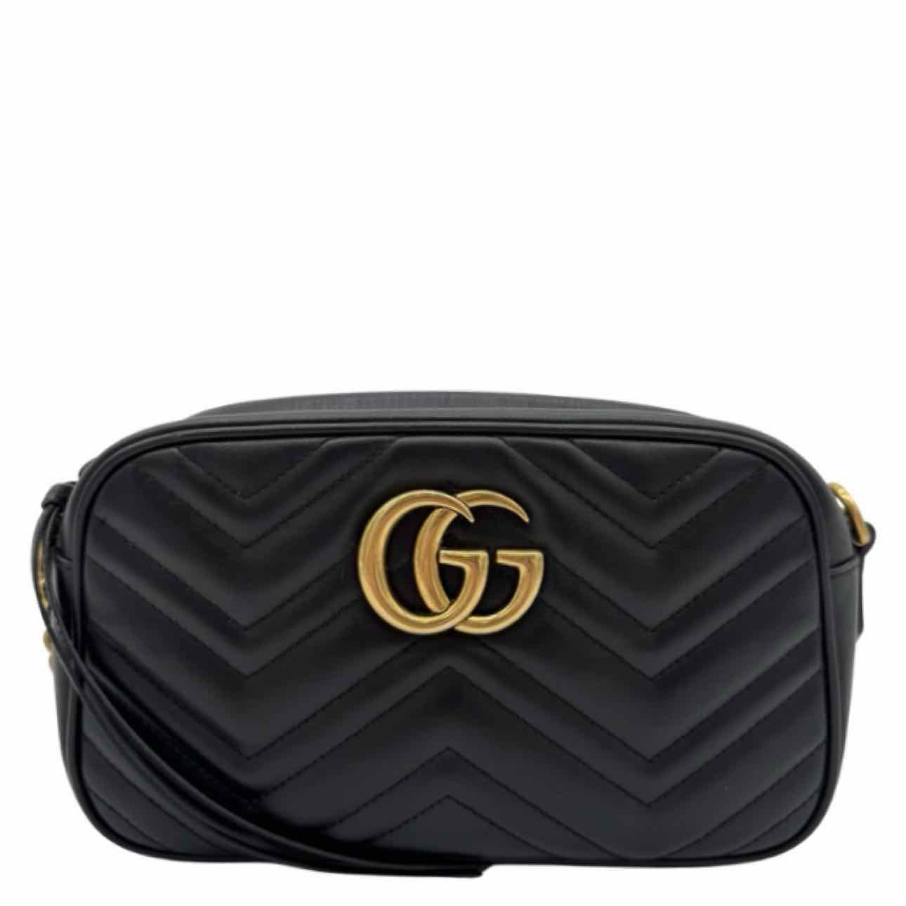 GUCCI Matelasse Chevron Marmont Small Crossbody Black