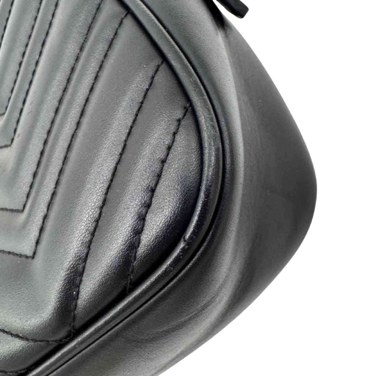 GUCCI Matelasse Chevron Marmont Small Crossbody Black