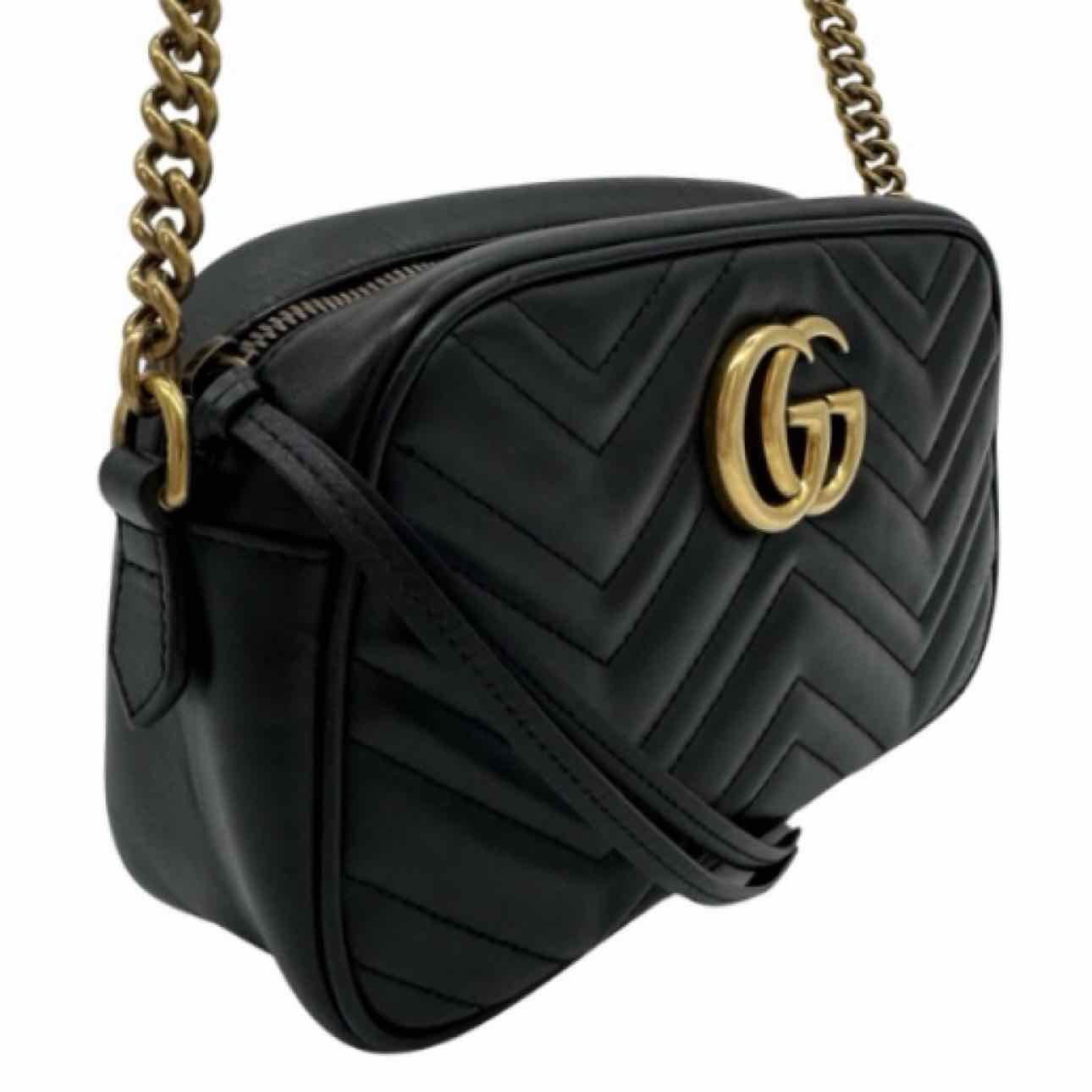 GUCCI Matelasse Chevron Marmont Small Crossbody Black