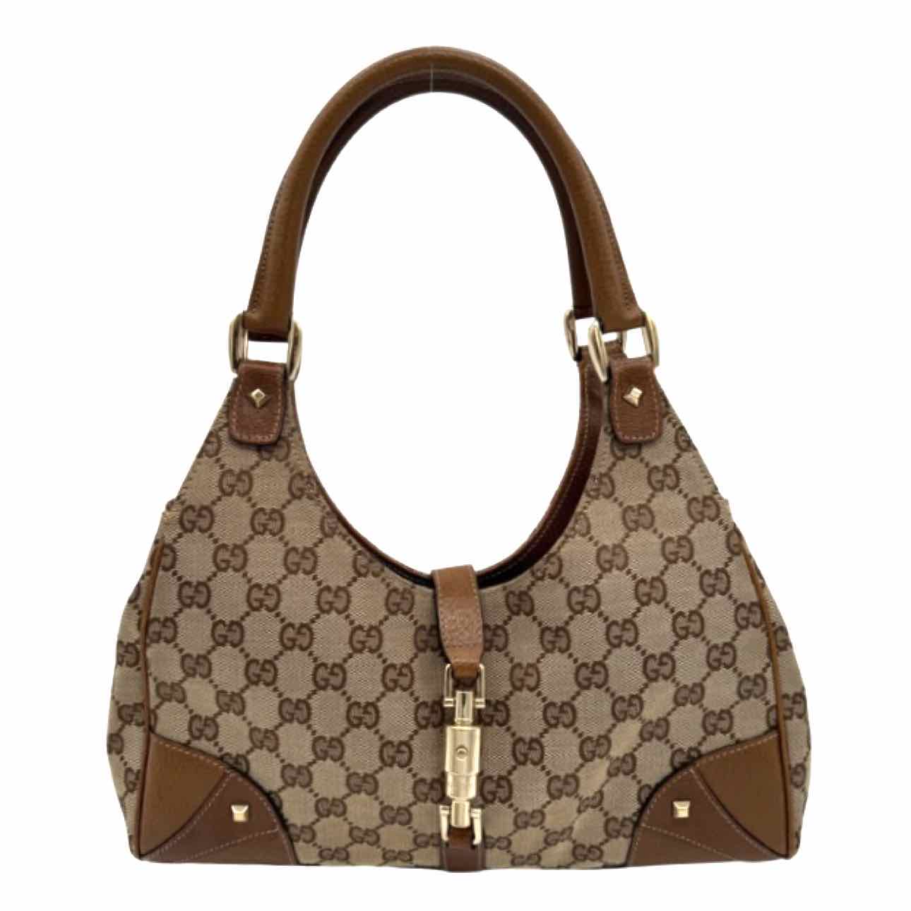 GUCCI Monogram Canvas Jackie Bardot Shoulder Bag
