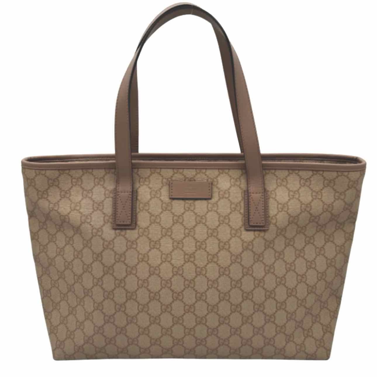 GUCCI Monogram Canvas Tote Bag Beige