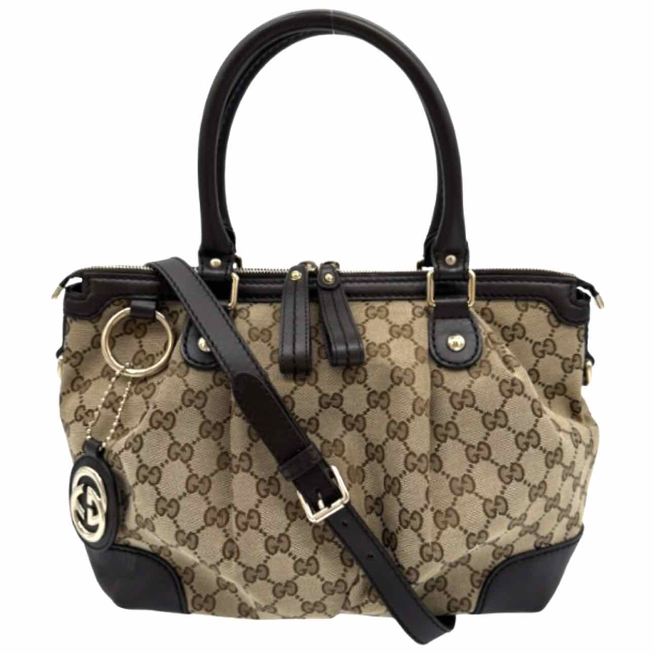 GUCCI Monogram Medium Sukey Tote Brown