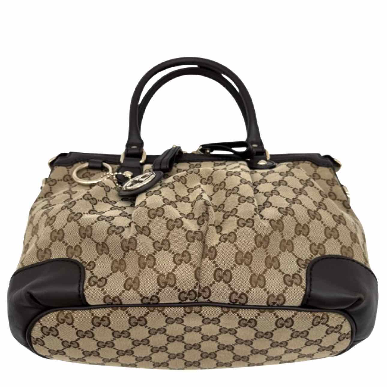 GUCCI Monogram Medium Sukey Tote Brown