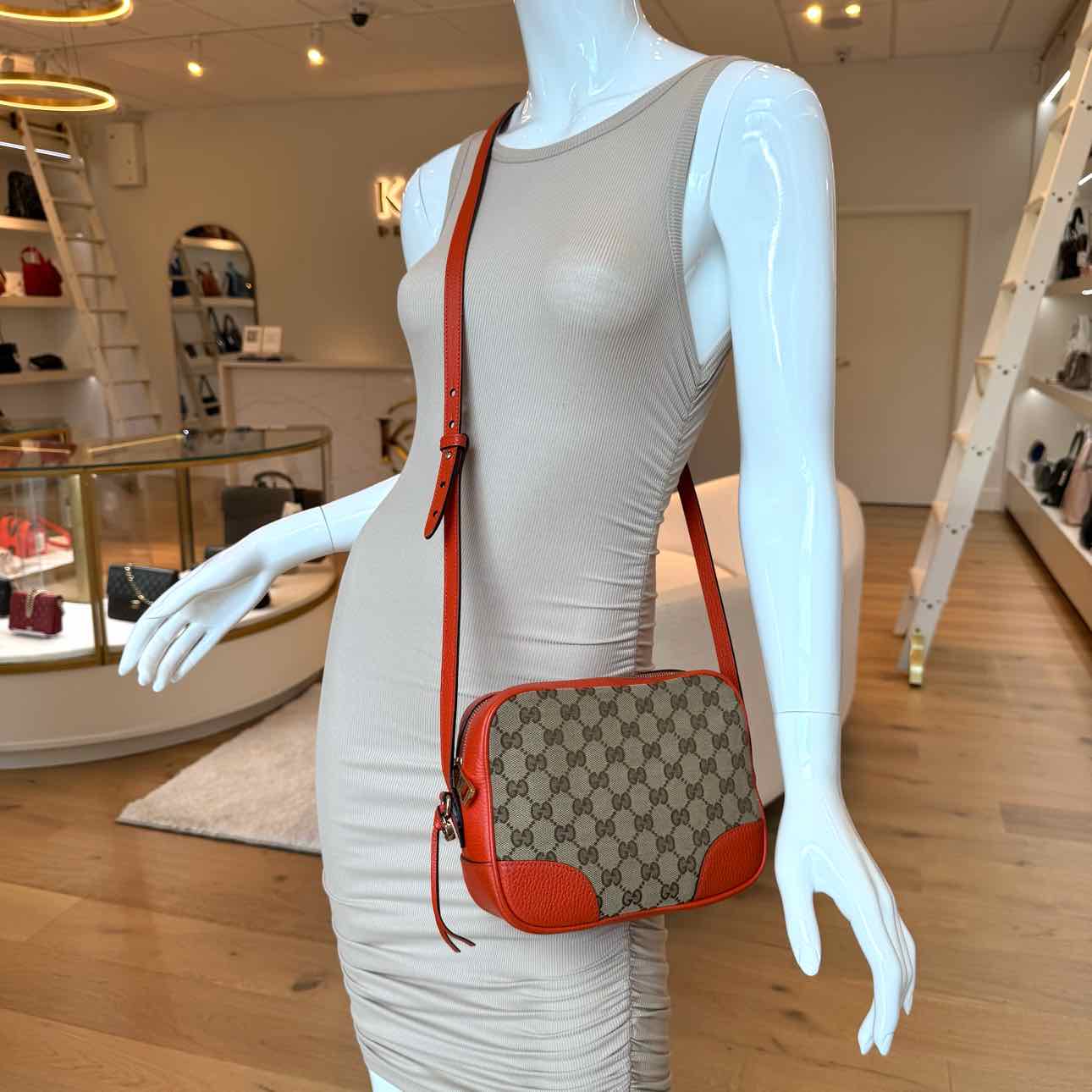 GUCCI Monogram Mini Bree Orange Messenger Bag