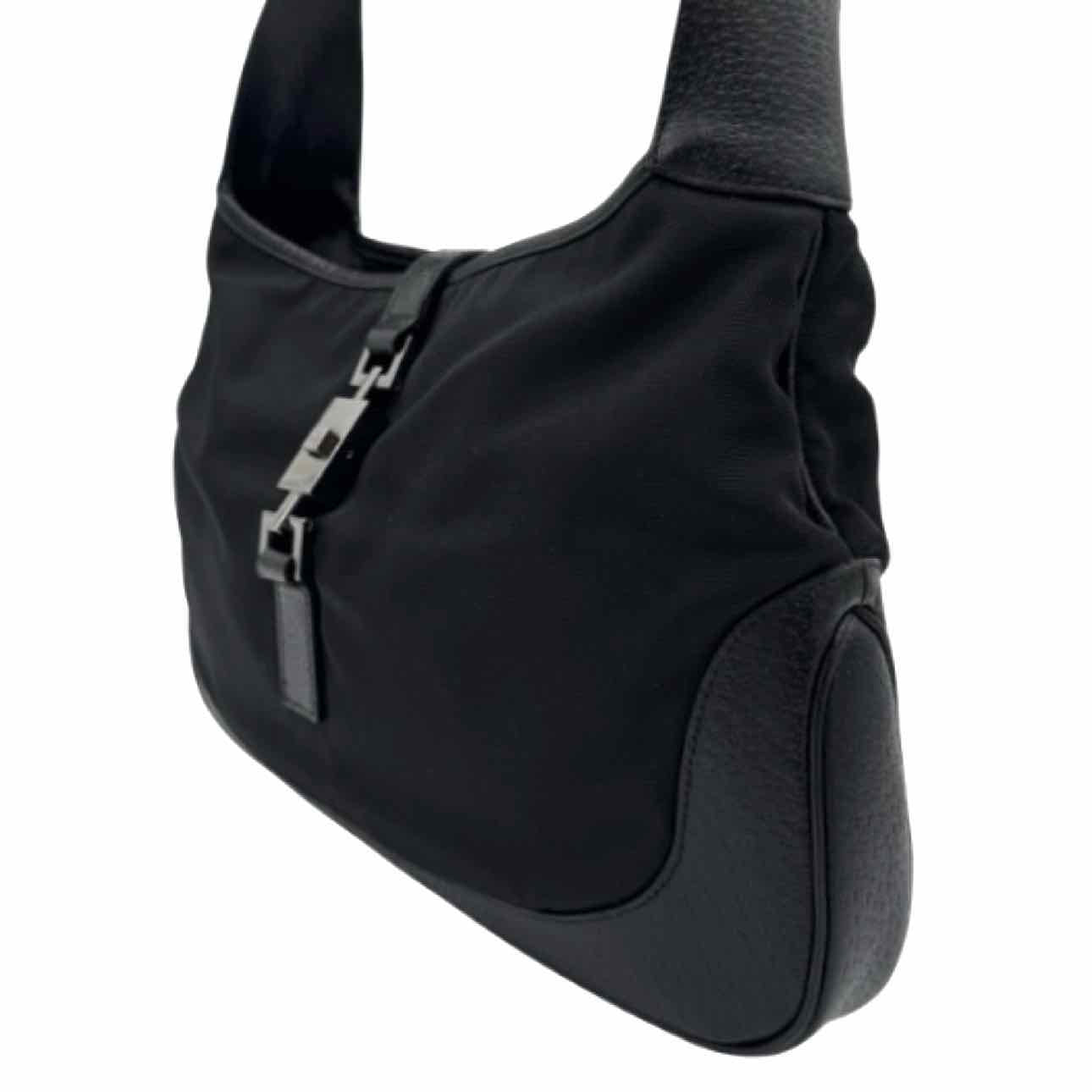 GUCCI Nylon/Calfskin Jackie Shoulder Bag Black