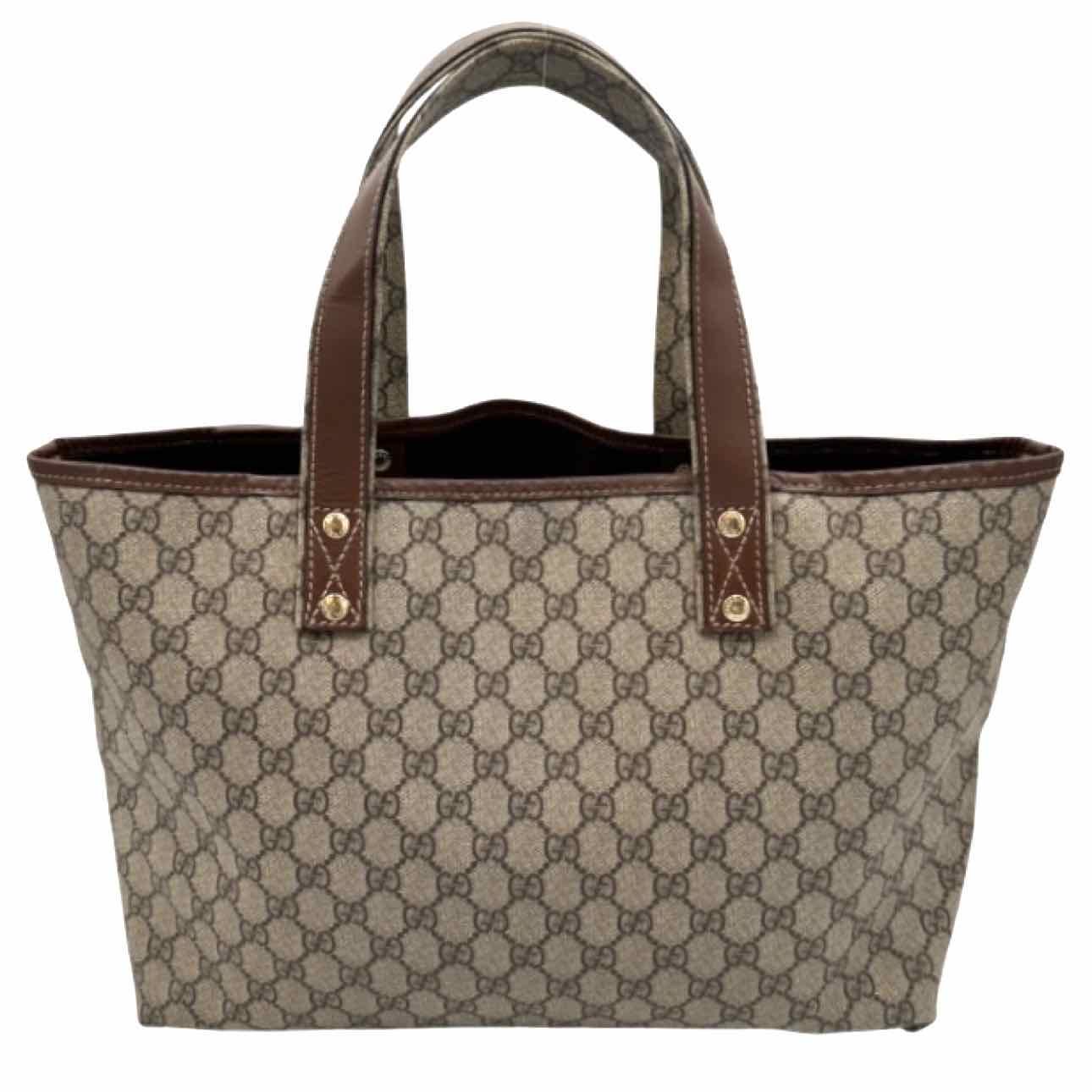 GUCCI Plus Monogram Medium Signature Web Loop Tote Brown