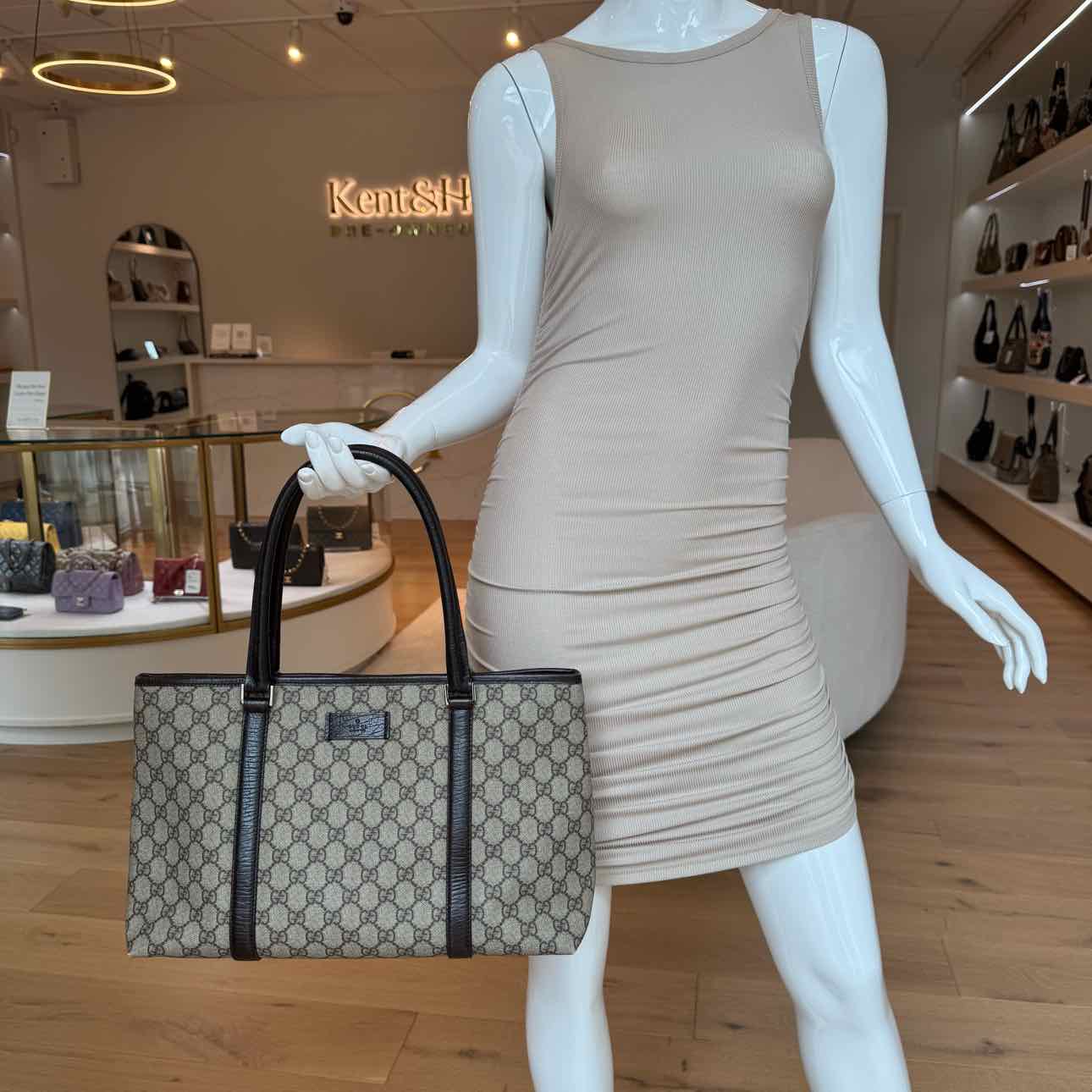 GUCCI Plus Monogram Small Joy Tote Brown