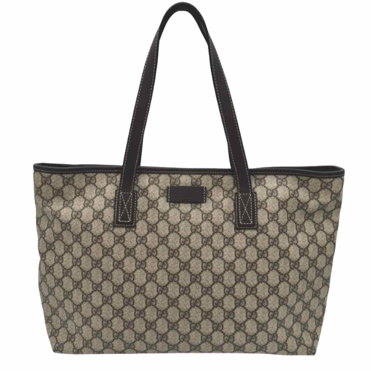 GUCCI Supreme Canvas Shopping Tote Brown