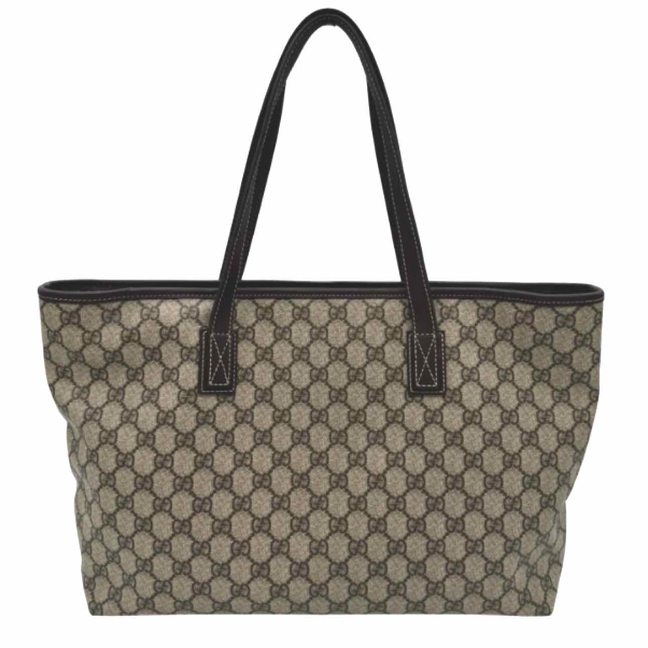 GUCCI Supreme Canvas Shopping Tote Brown