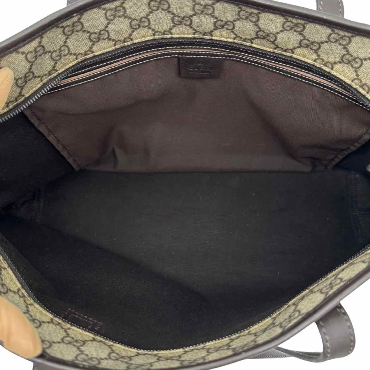 GUCCI Supreme Canvas Shopping Tote Brown