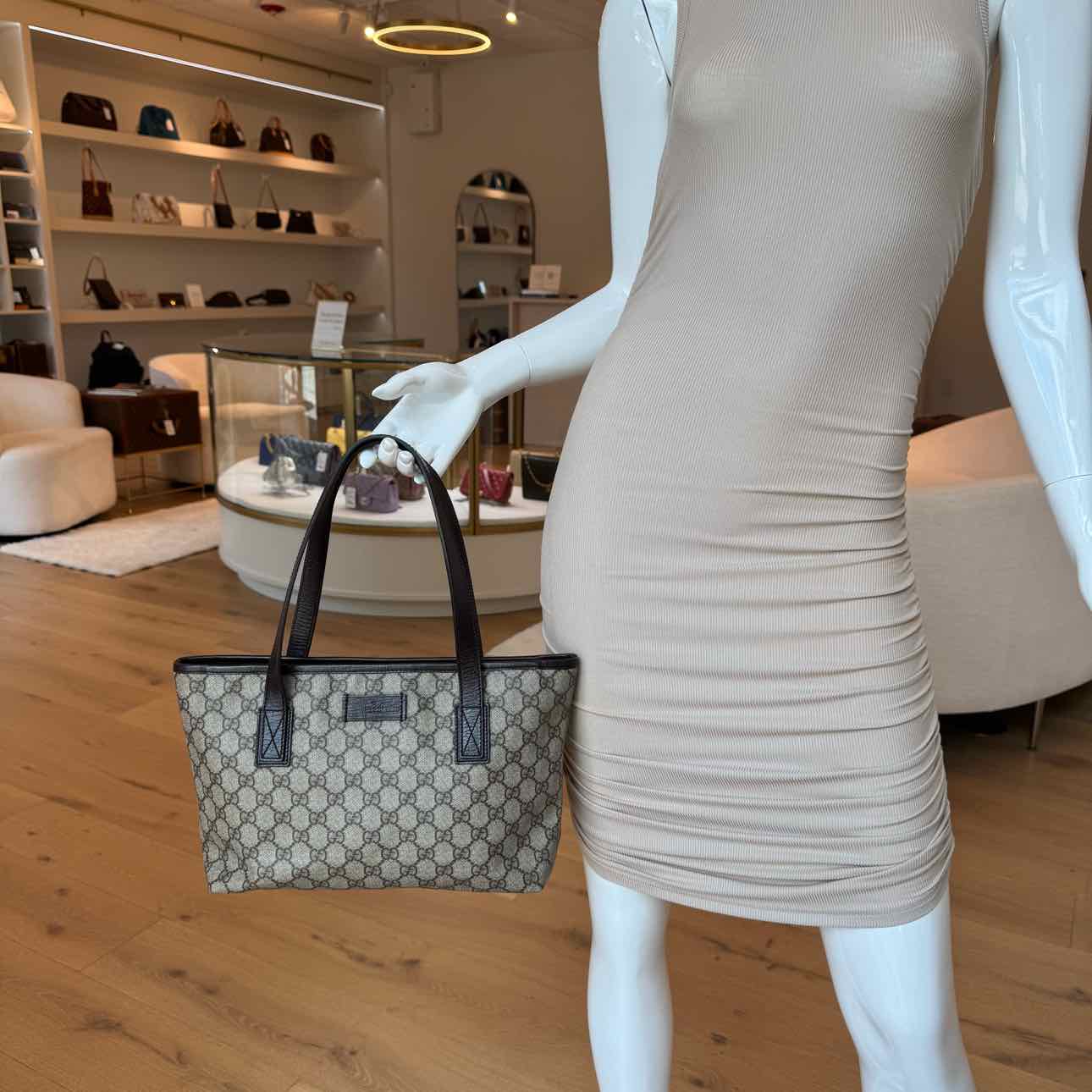 GUCCI Supreme Canvas Small Joy Tote Brown