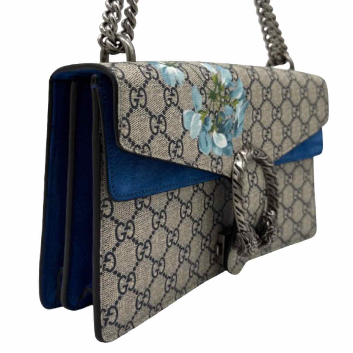 GUCCI Supreme Monogram Blooms Medium Dionysus Shoulder Bag Blue