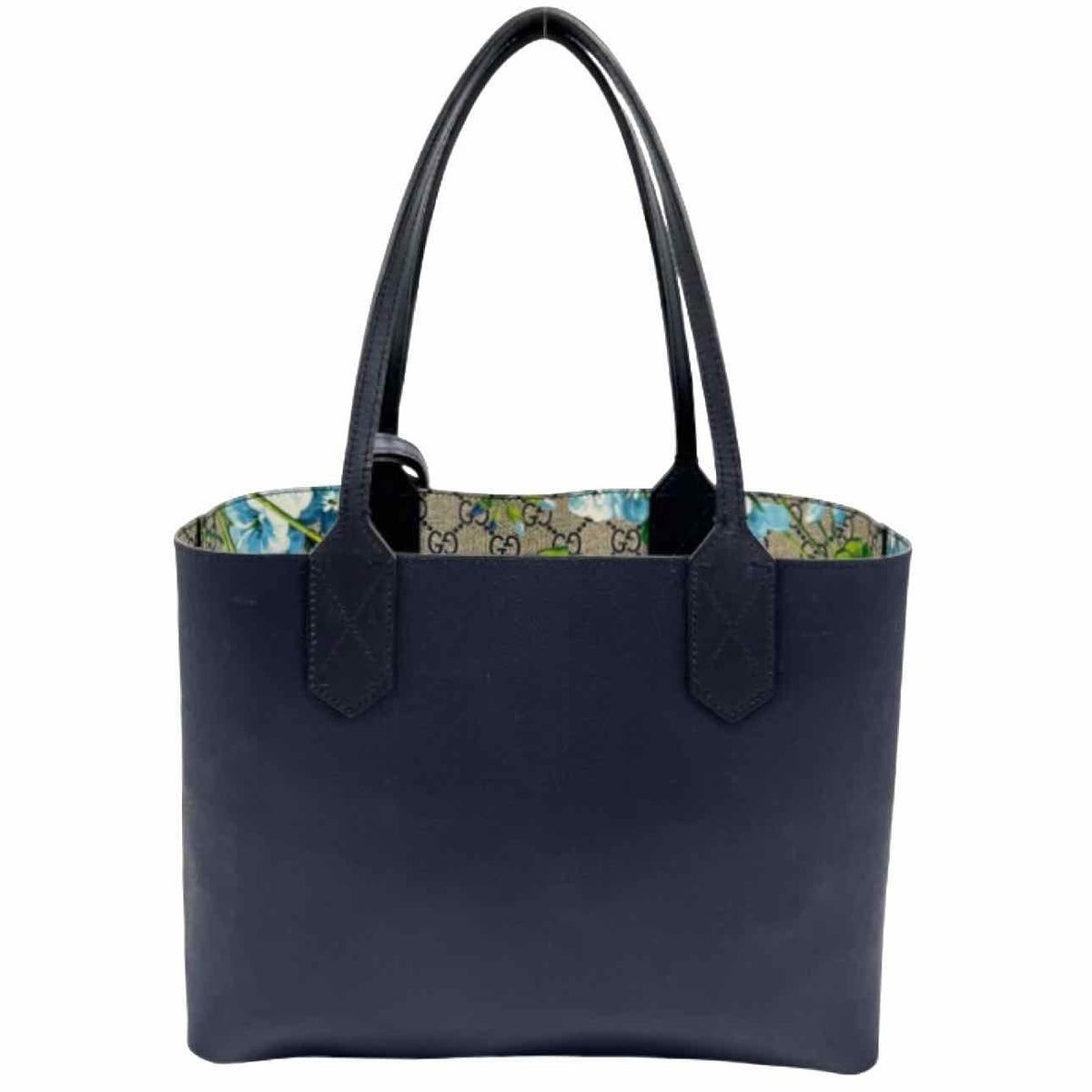 GUCCI Supreme Monogram Blooms Small Reversible Tote Bag Blue