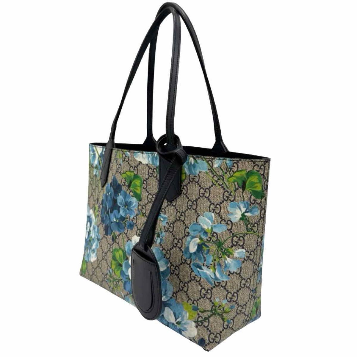 GUCCI Supreme Monogram Blooms Small Reversible Tote Bag Blue