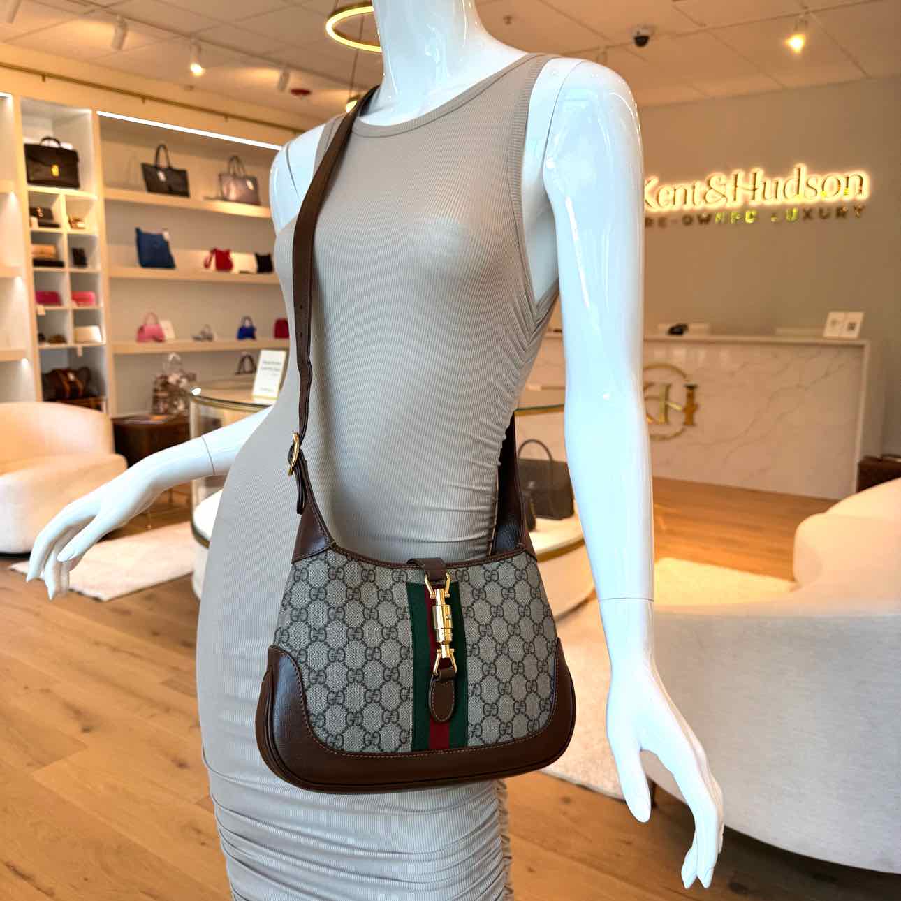 GUCCI Supreme Monogram Jackie 1961 Small Crossbody Bag Brown