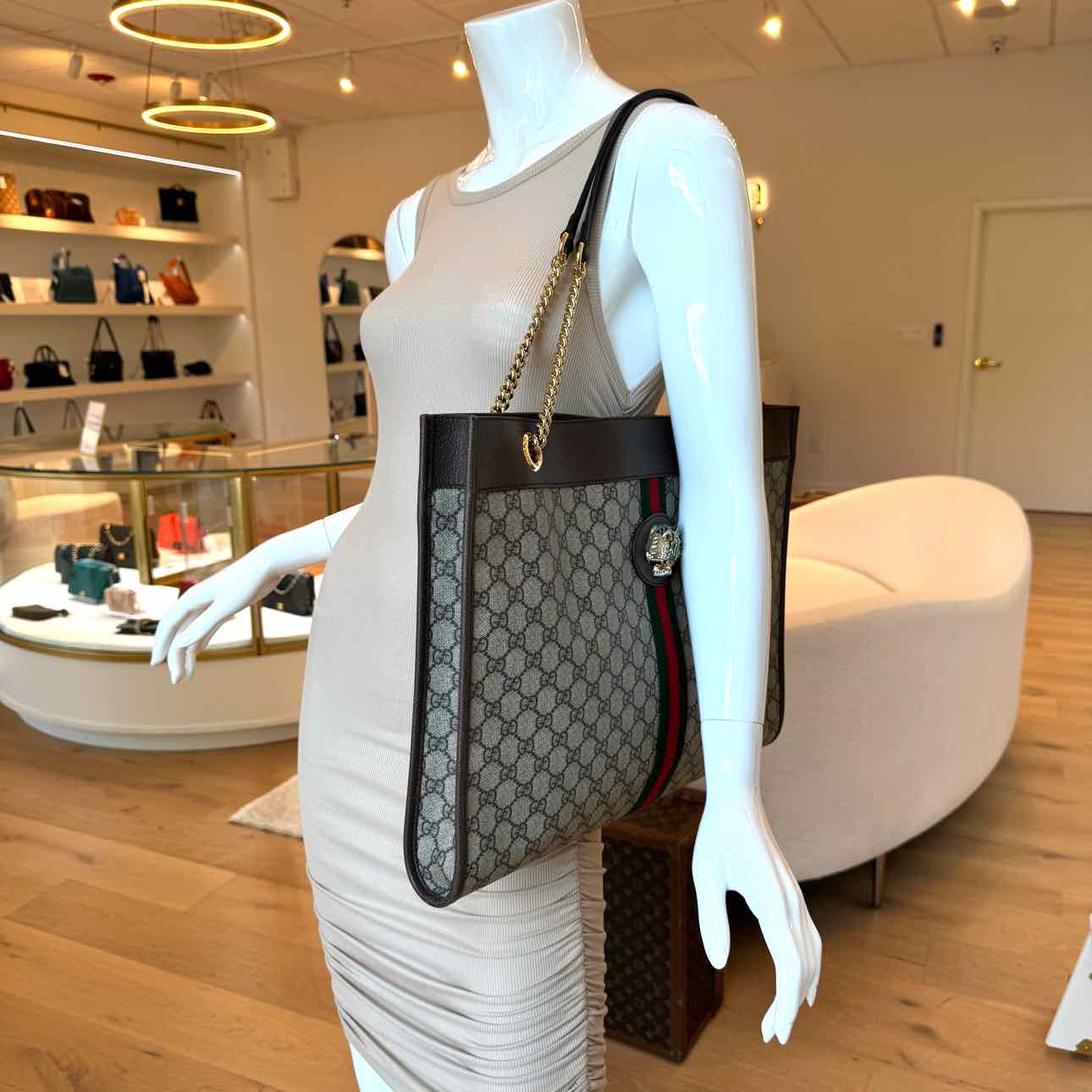 GUCCI Supreme Monogram Large Rajah Chain Tote