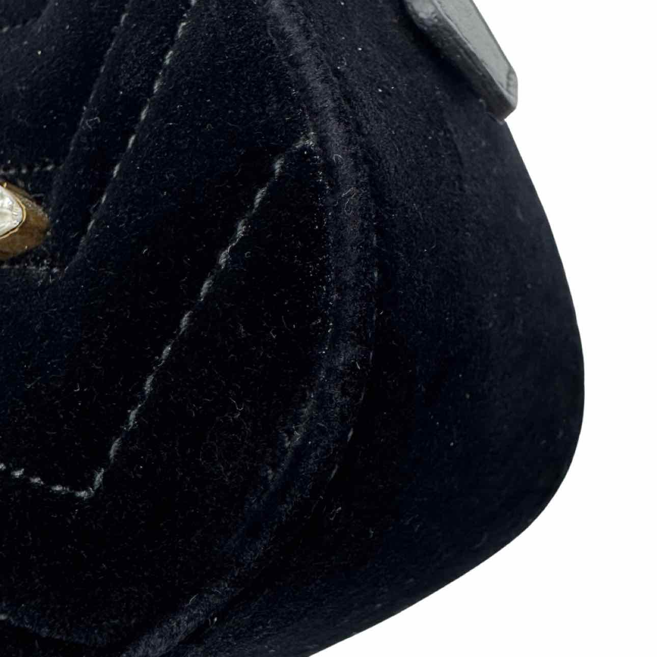 GUCCI Velvet Matelasse Marquise Crystals Mini GG Marmont Shoulder Bag