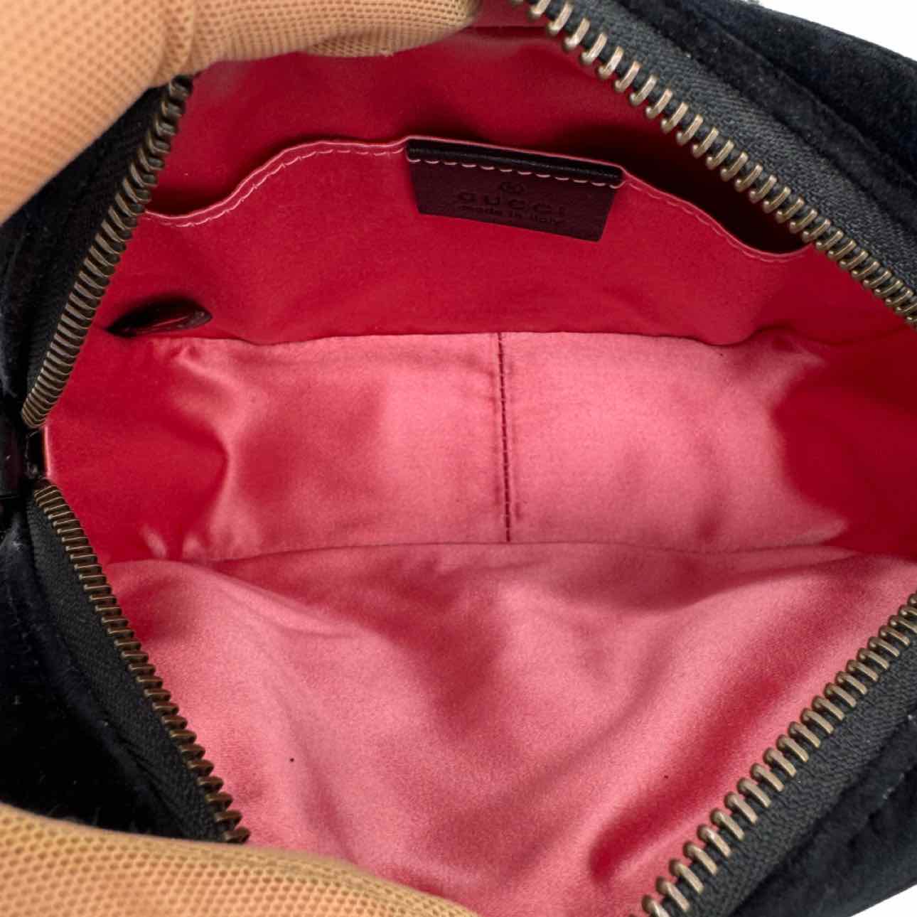 GUCCI Velvet Matelasse Marquise Crystals Mini GG Marmont Shoulder Bag