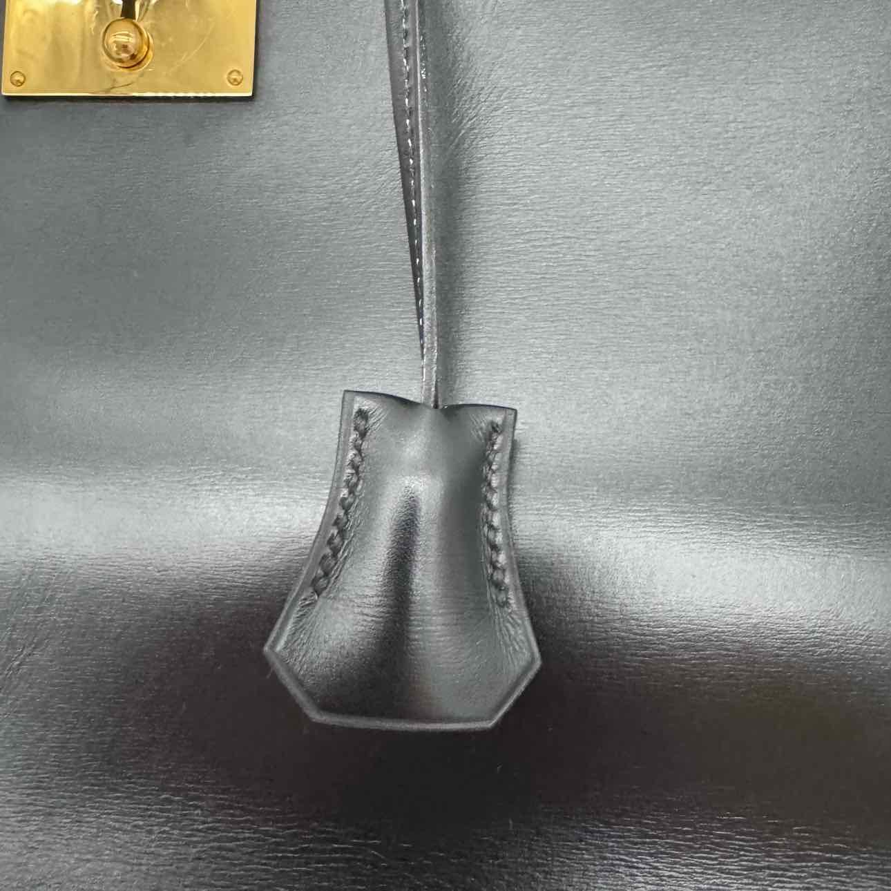 HERMES Box Calf Quirus Briefcase Black Gold HW (Pre-Owned)