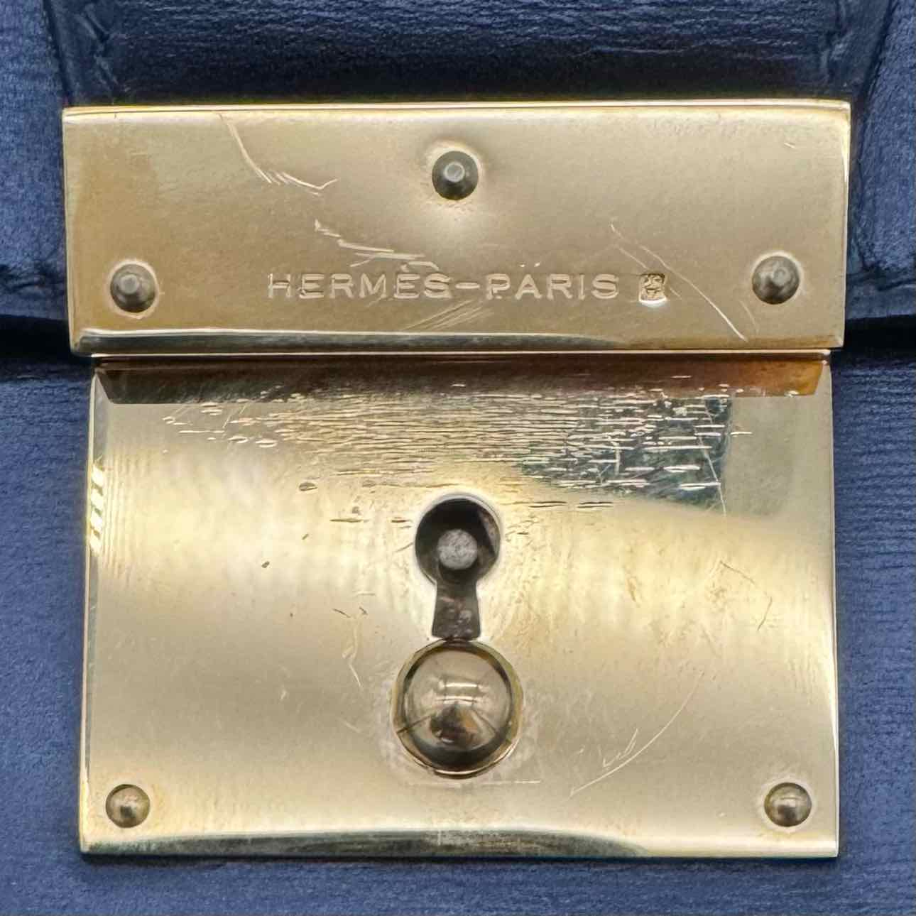 HERMES Box Calf Quirus Briefcase Black Gold HW (Pre-Owned)
