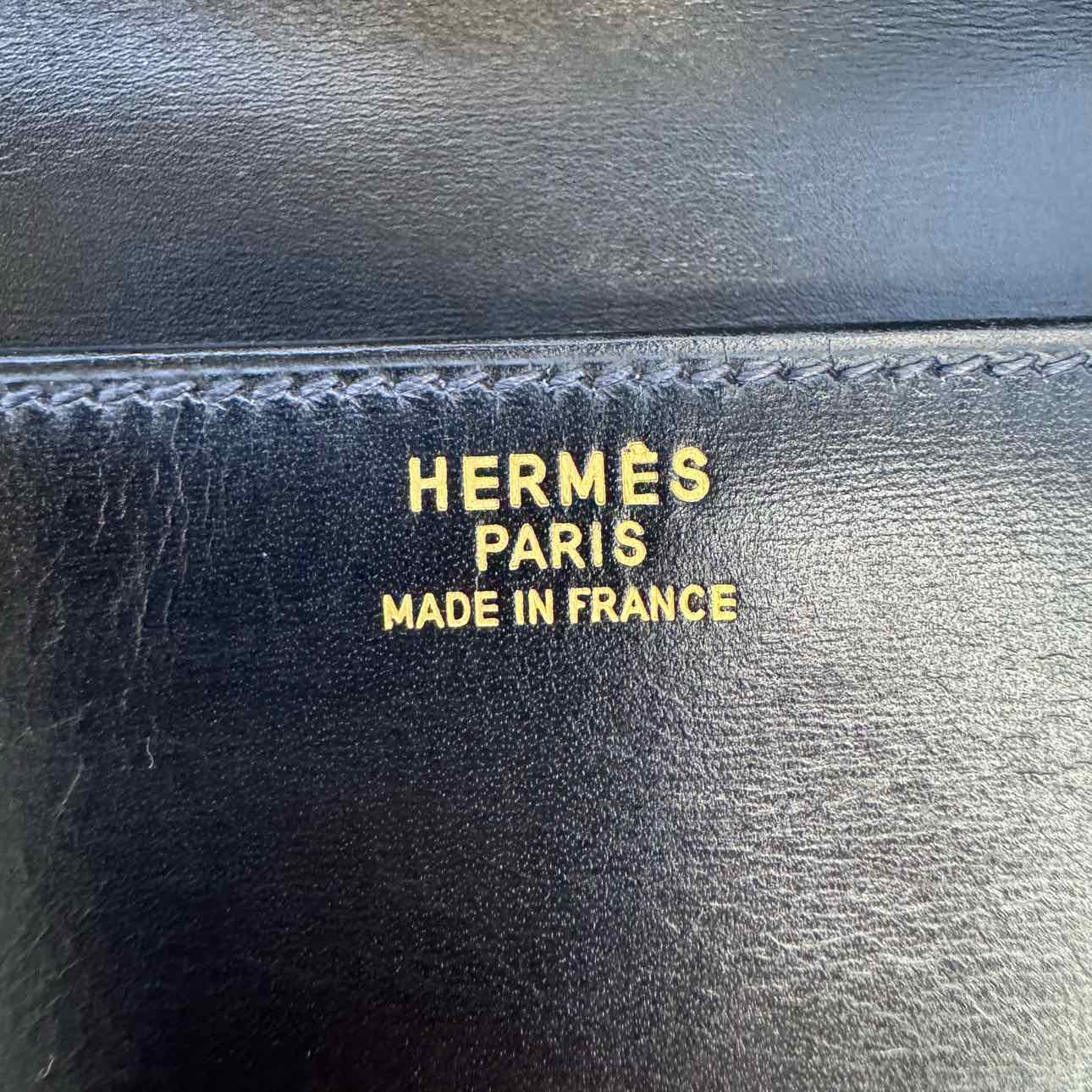 HERMES Box Calf Quirus Briefcase Black Gold HW (Pre-Owned)