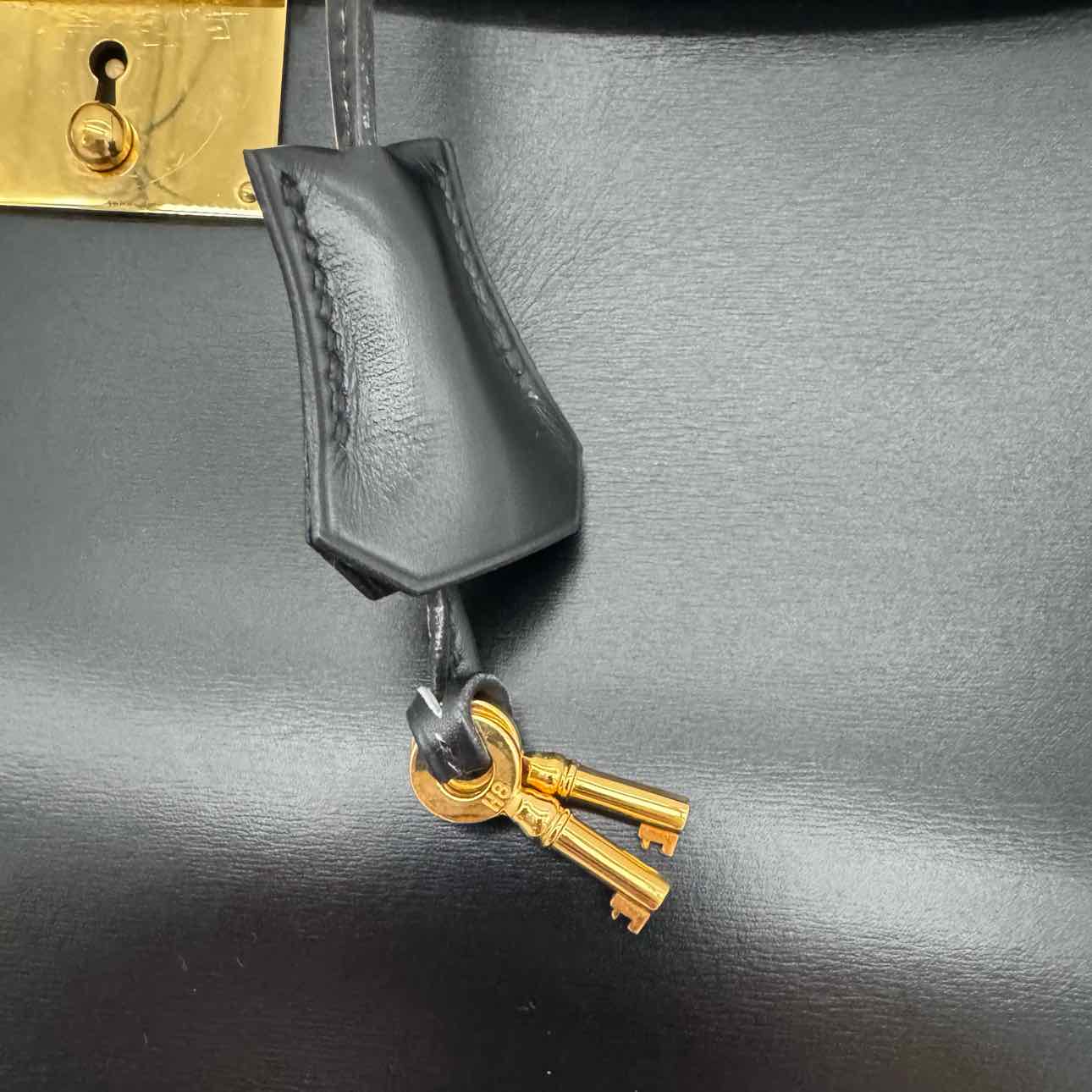 HERMES Box Calf Quirus Briefcase Black Gold HW (Pre-Owned)