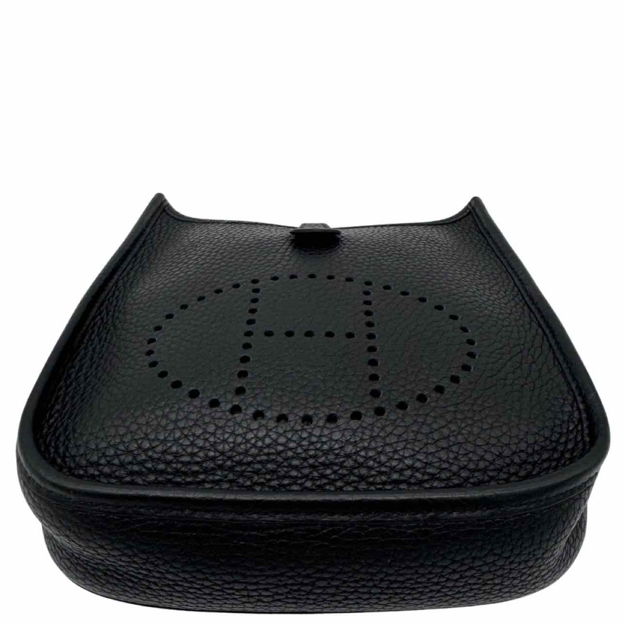 HERMES Clemence Leather Evelyne TPM Black Crossbody