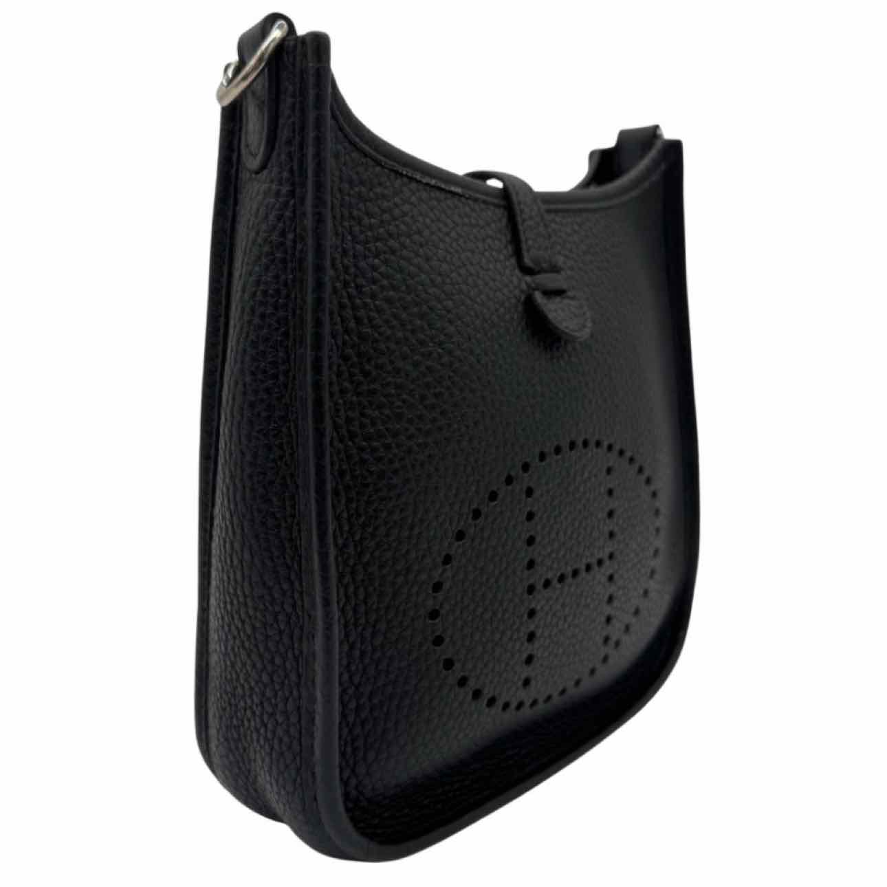 HERMES Clemence Leather Evelyne TPM Black Crossbody