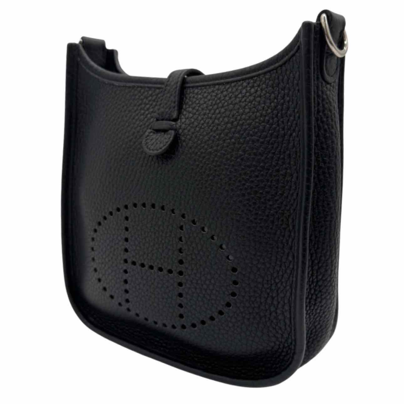 HERMES Clemence Leather Evelyne TPM Black Crossbody