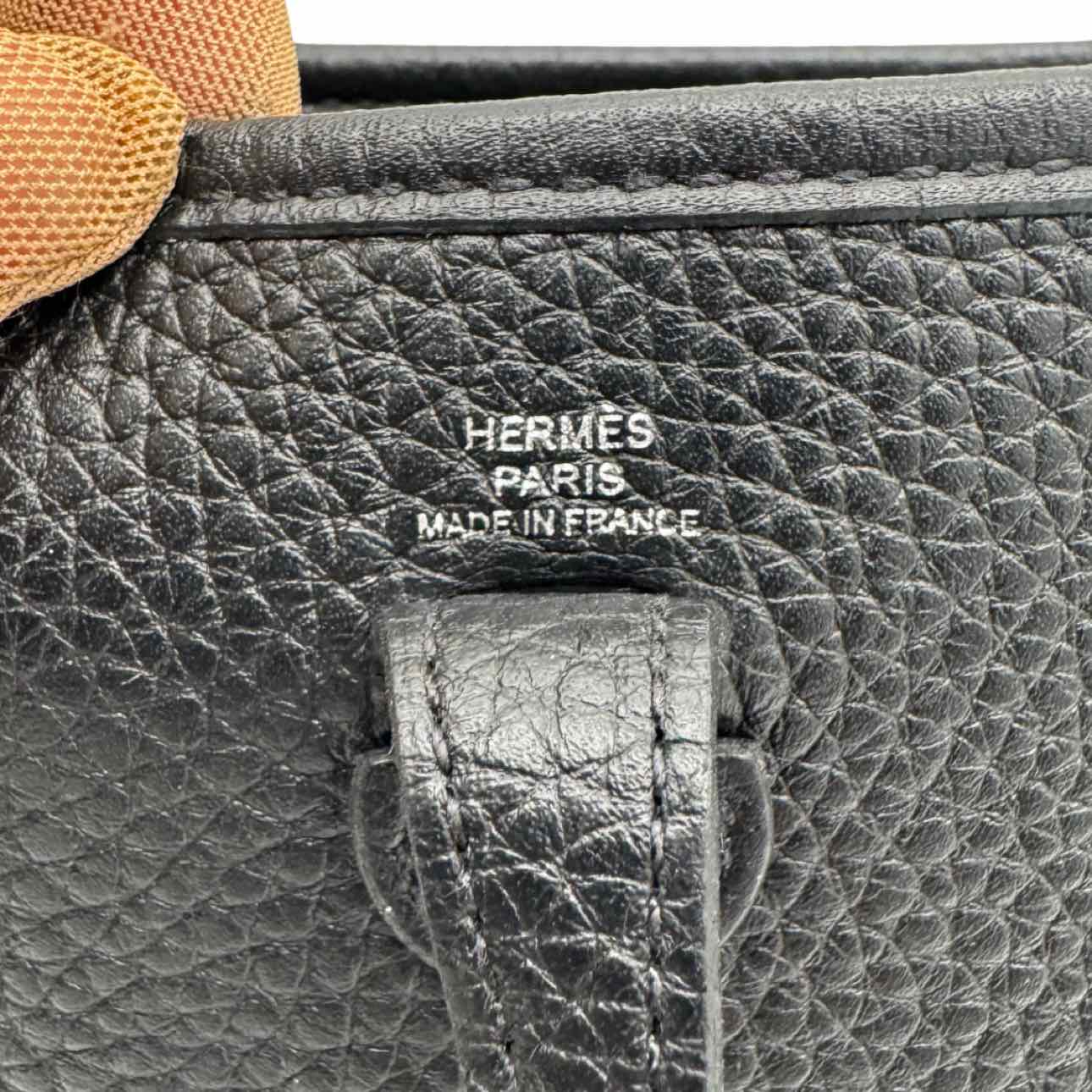 HERMES Clemence Leather Evelyne TPM Black Crossbody
