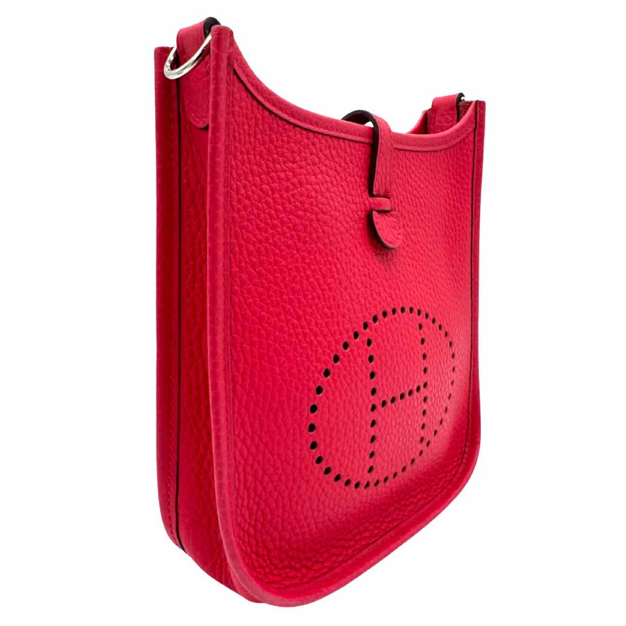 HERMES Clemence Leather Evelyne TPM Rose Extreme