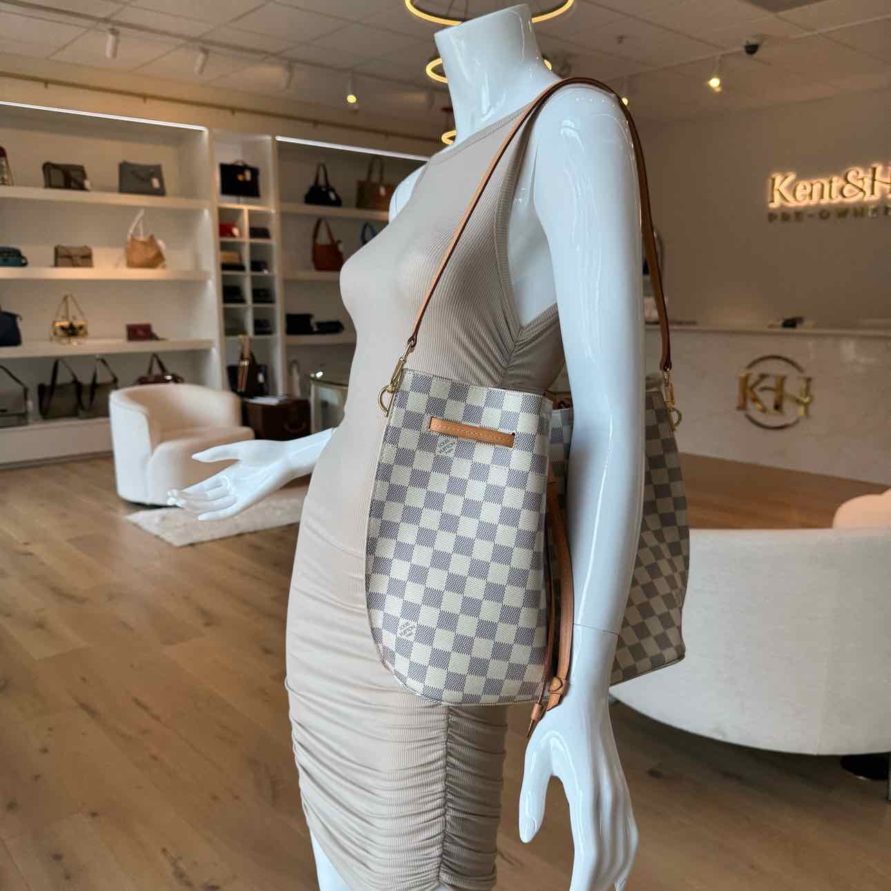 LOUIS VUITTON Damier Azur Girolata Tote White (Pre-Owned)