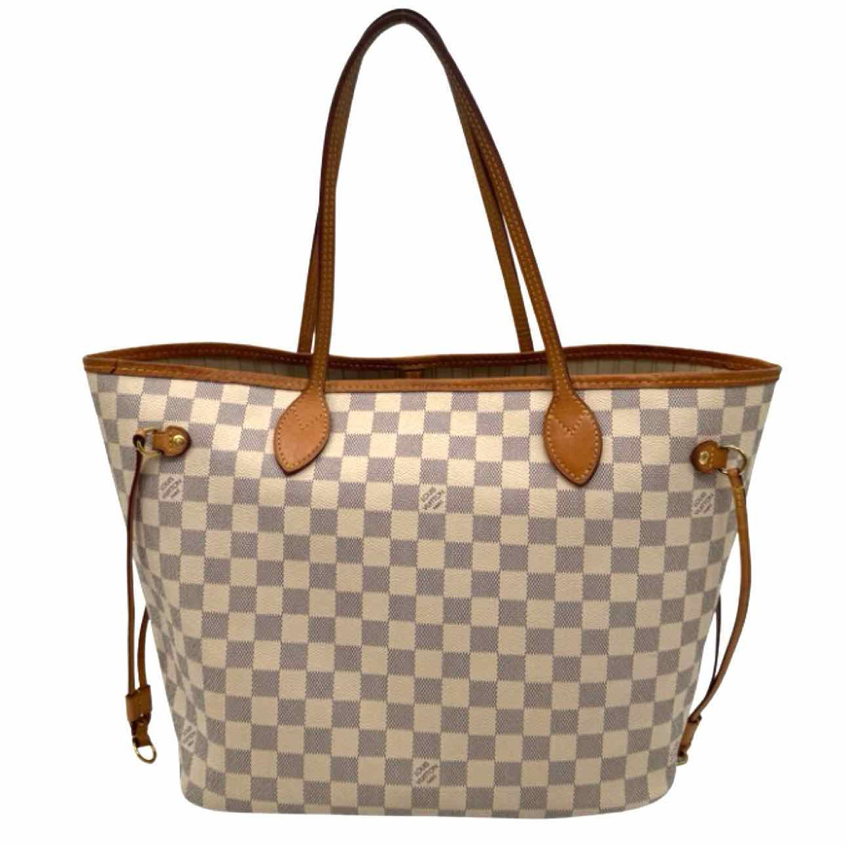 LOUIS VUITTON Damier Azur Neverfull MM Tote Bag White