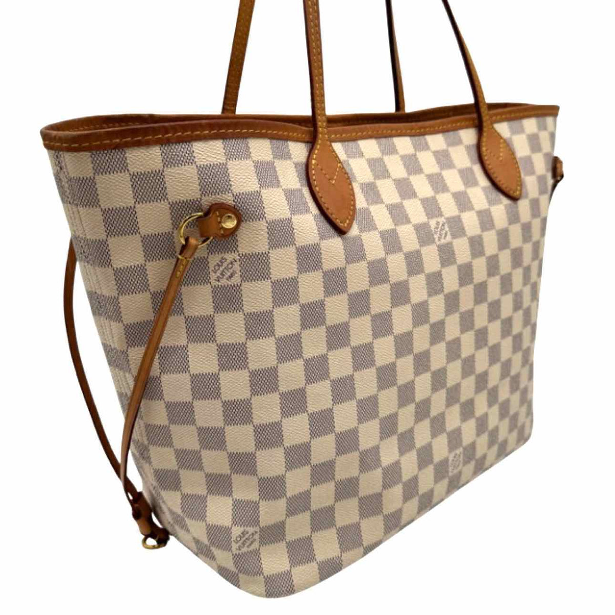 LOUIS VUITTON Damier Azur Neverfull MM Tote Bag White